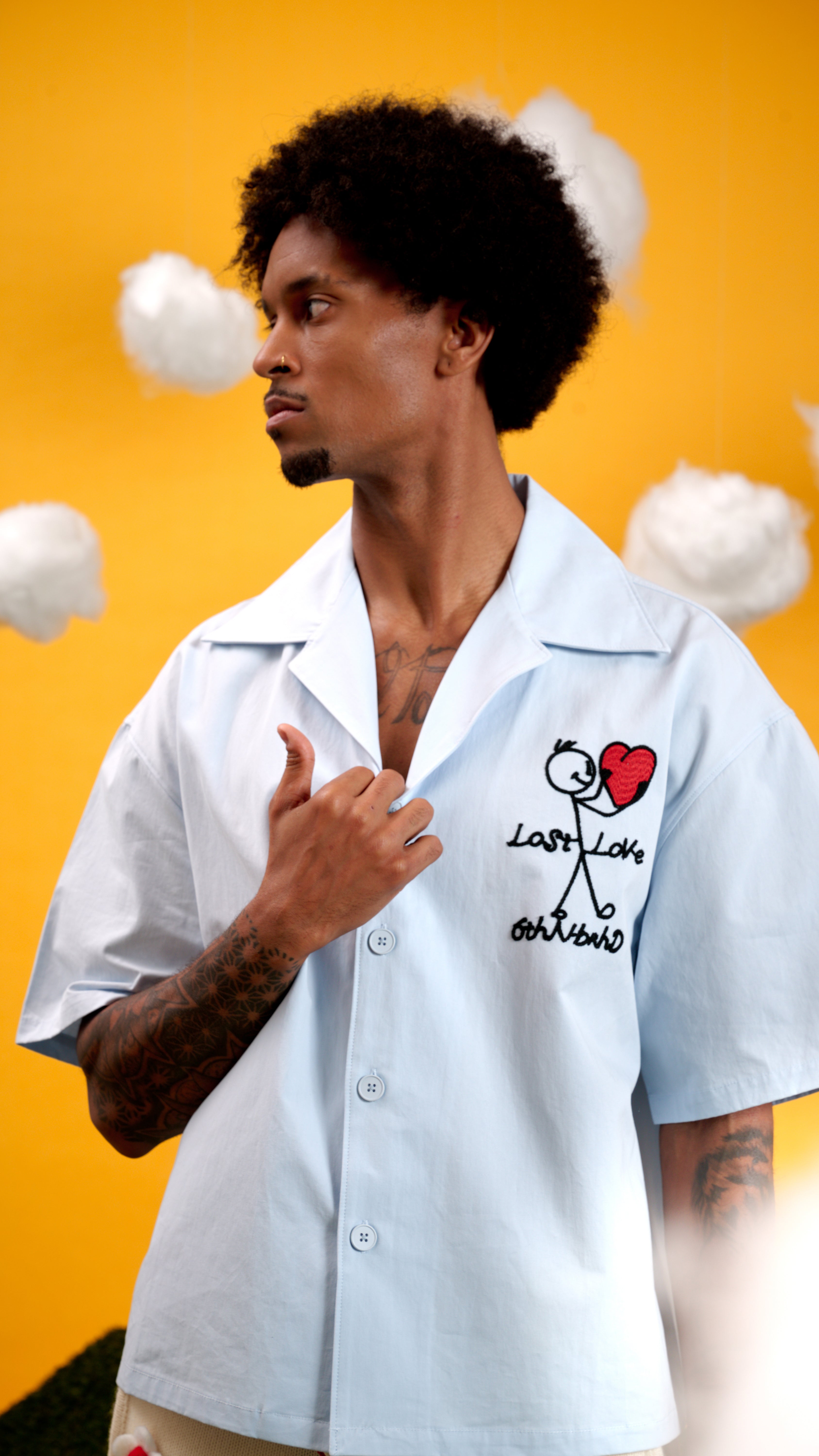 6thNBRHD BUTTON DOWN "LOVE" BABY BLUE