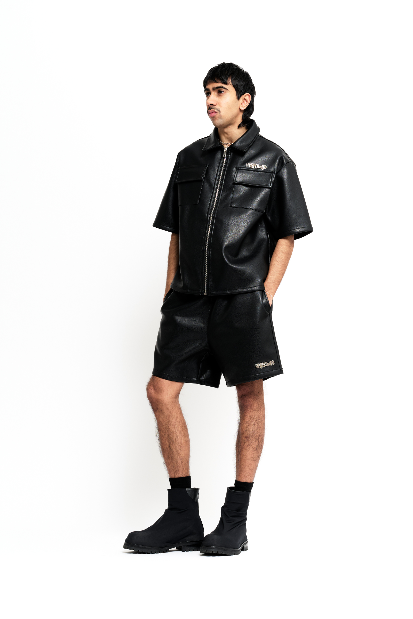 "CHAOS" BLACK LEATHER WOVEN