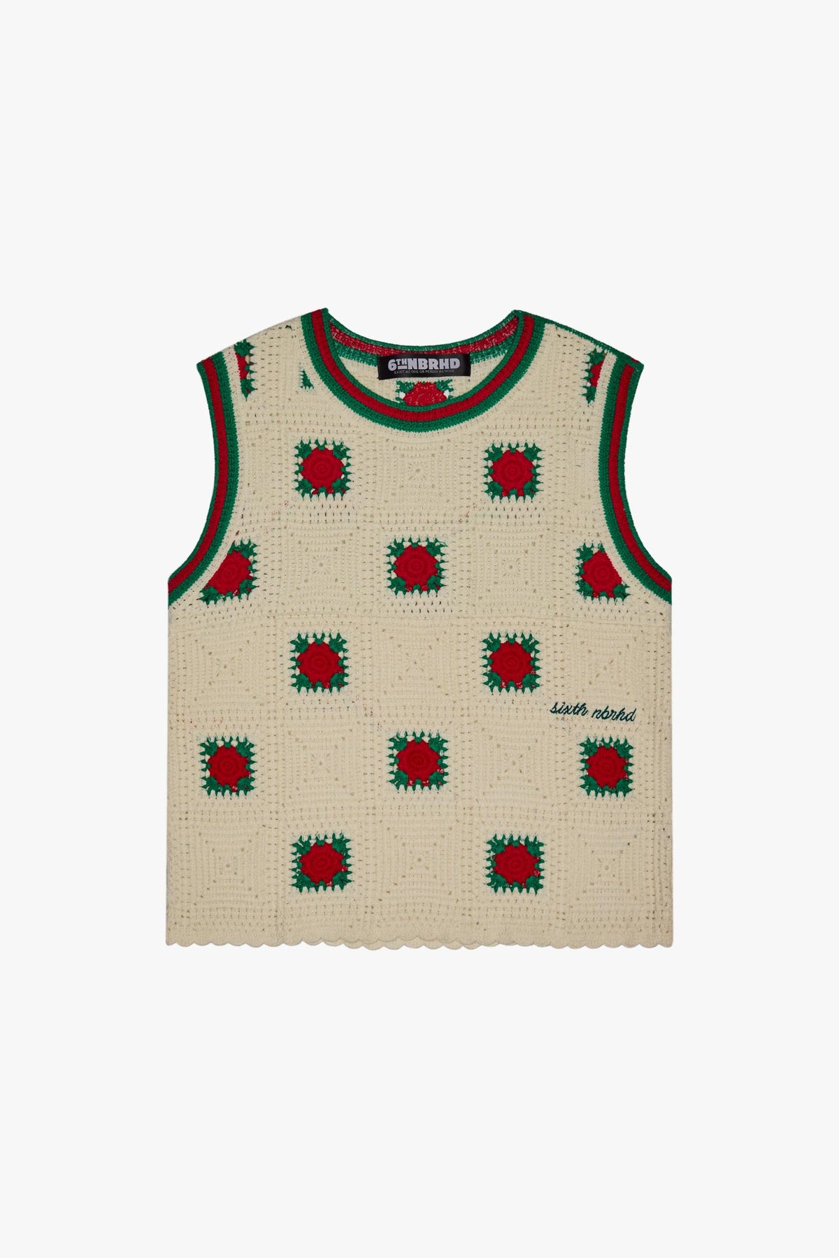 "ANTALIA" KNIT TANKTOP - CREAM - GREEN