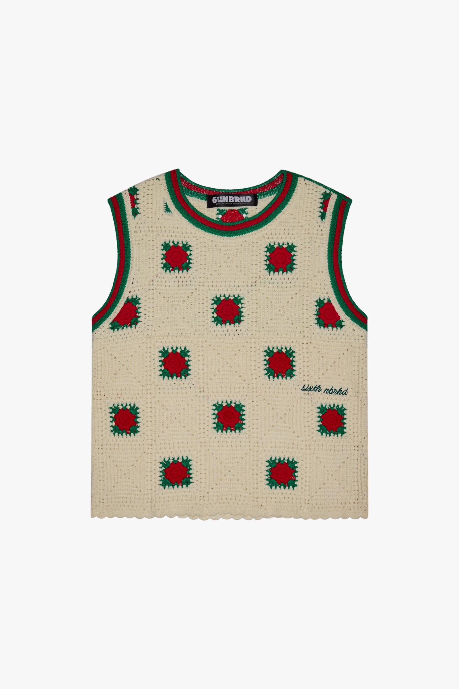 "ANTALIA" KNIT TANKTOP - CREAM - GREEN