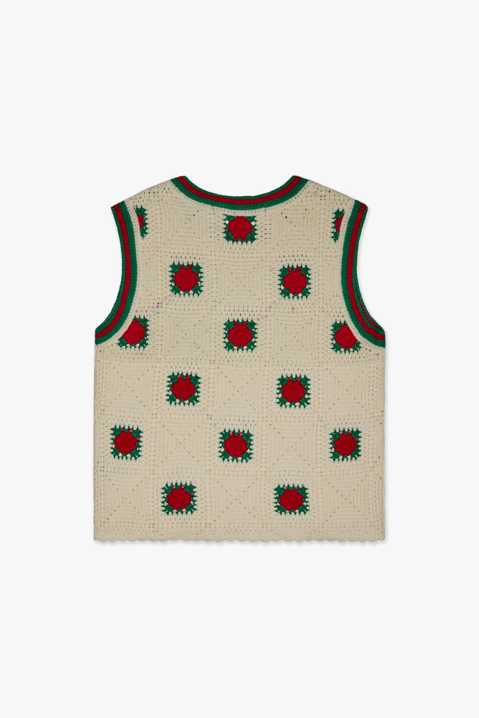 "ANTALIA" KNIT TANKTOP - CREAM - GREEN