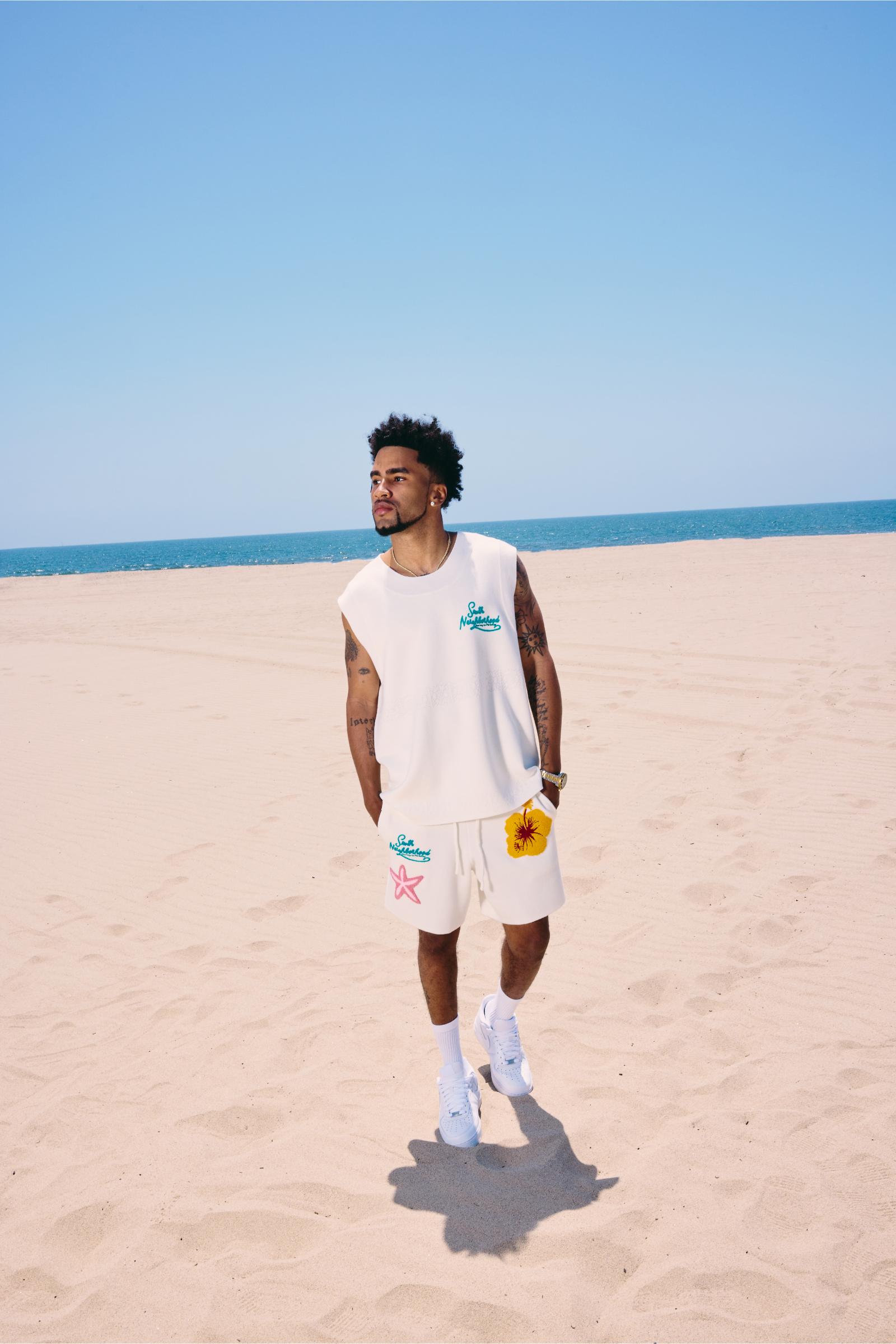 "Waves" Knit Shorts Cream