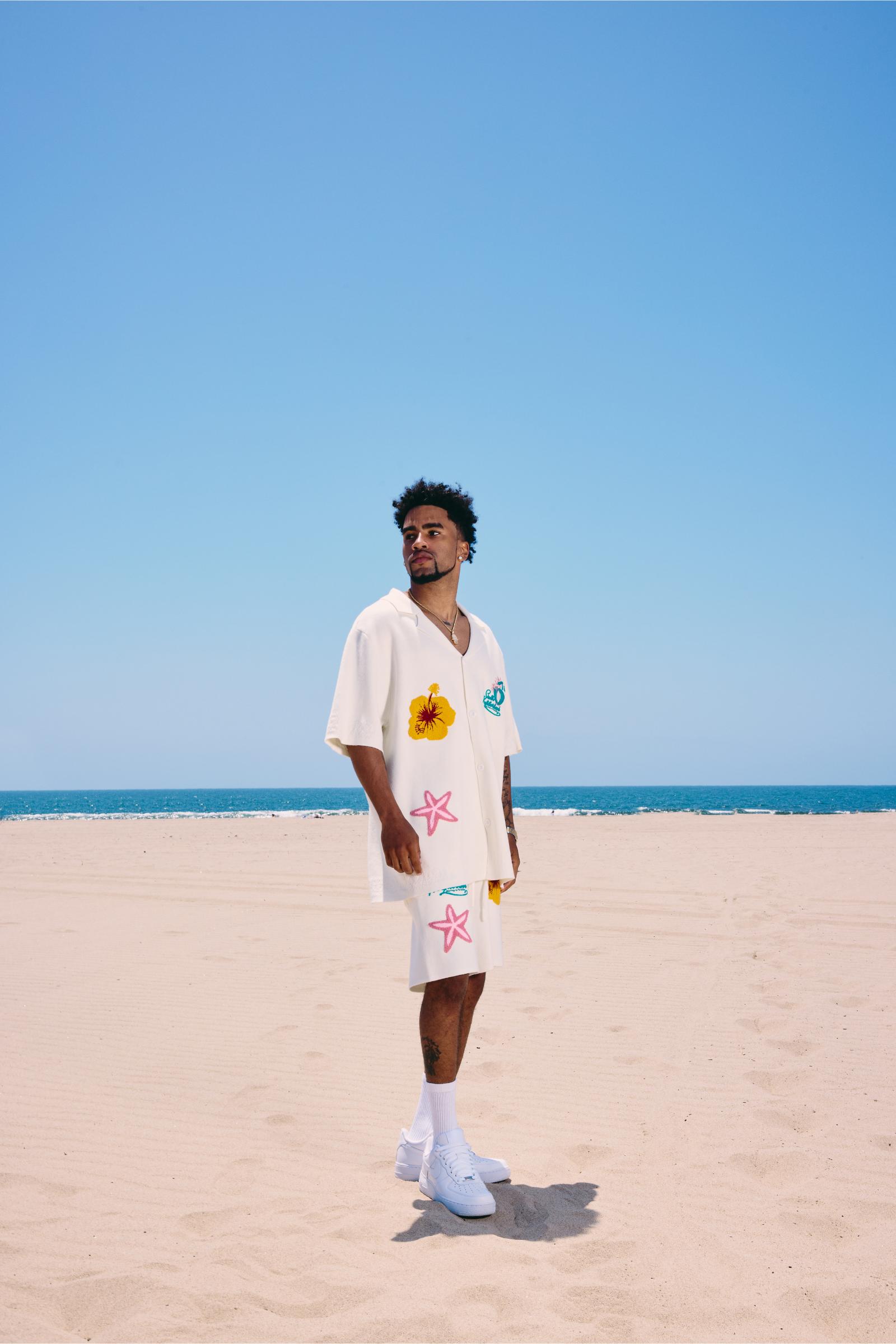 "Tropics" Knit Camp Shirt Cream