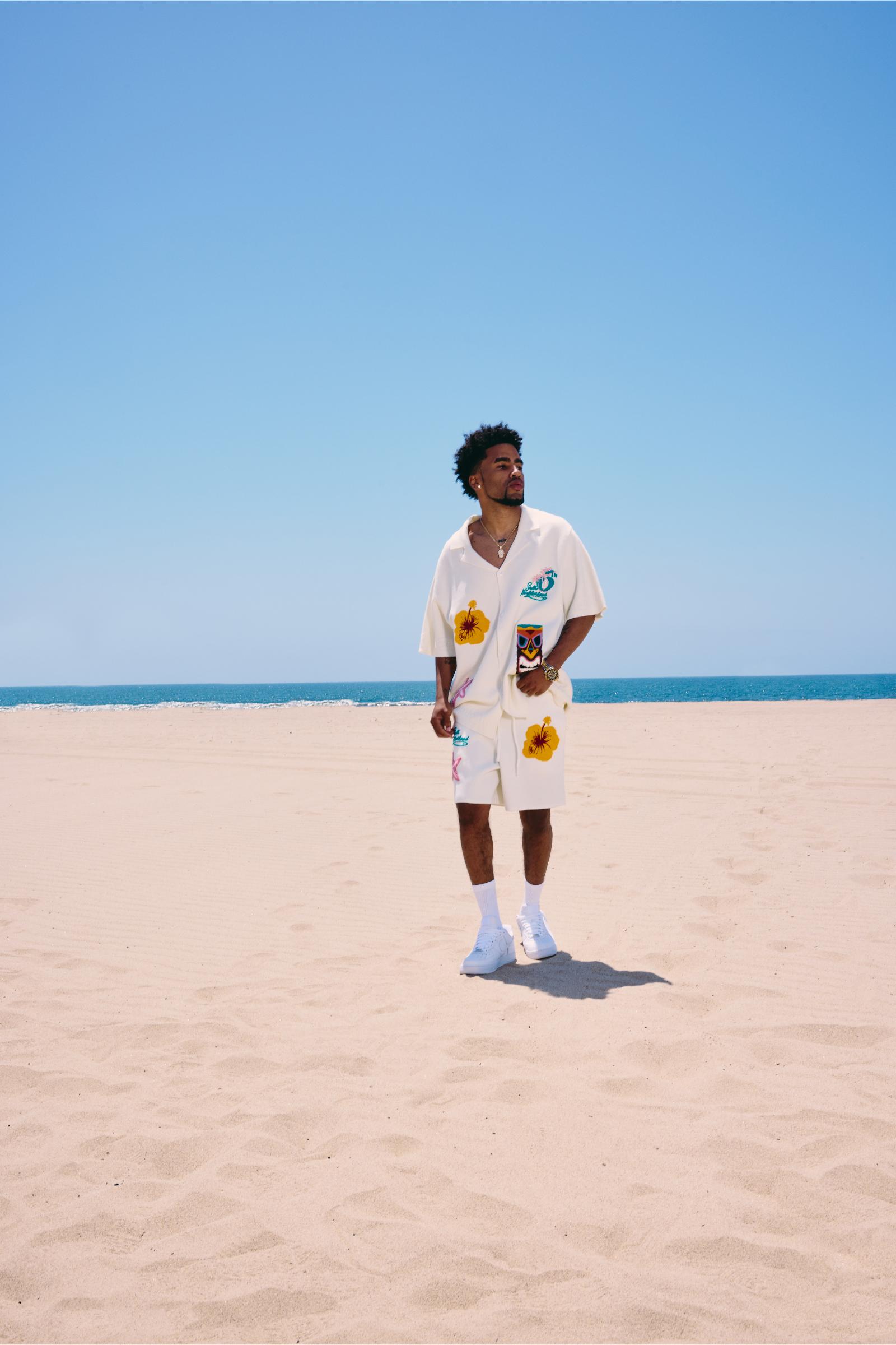"Tropics" Knit Camp Shirt Cream