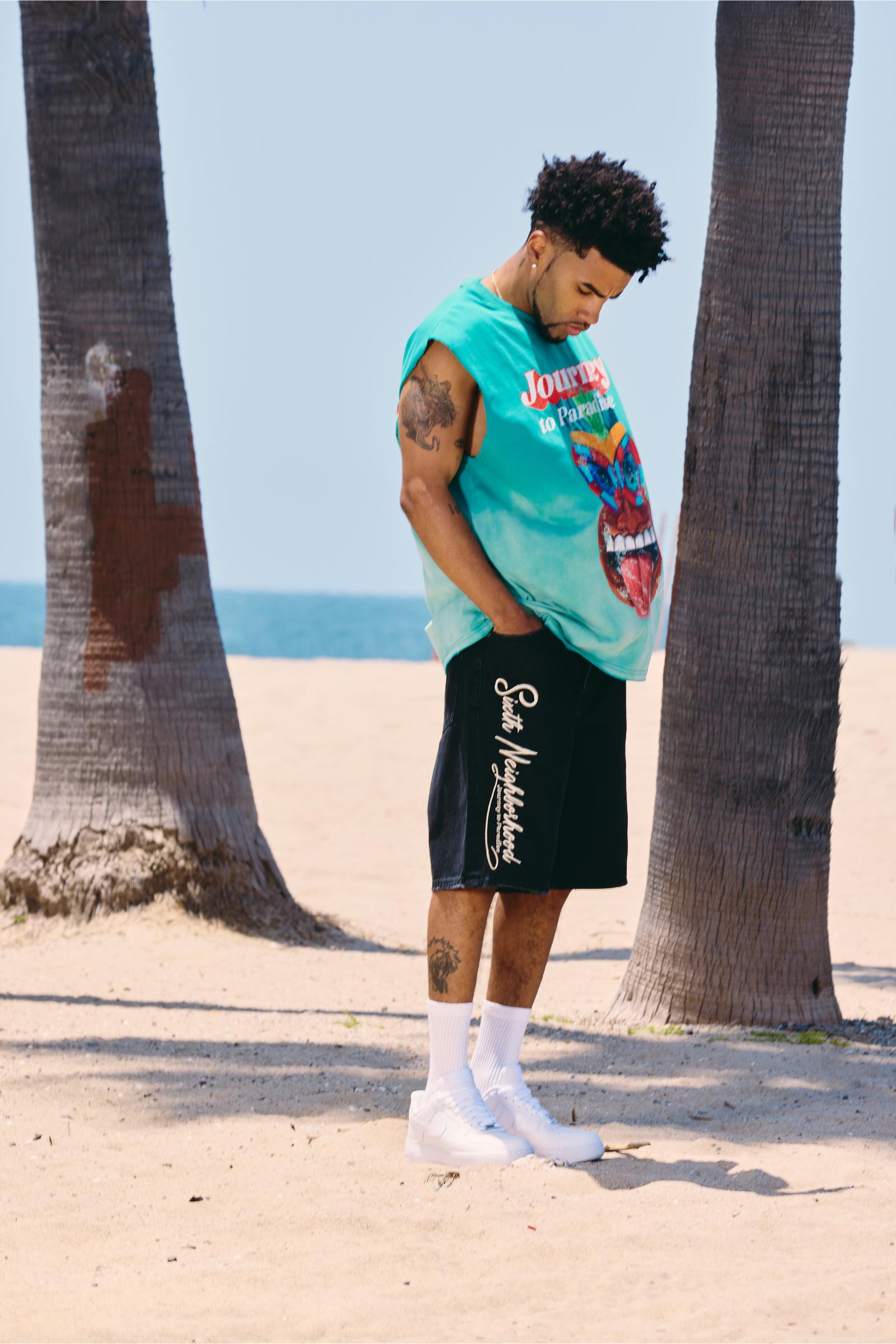 "Muscle" Graphic Tank Aqua