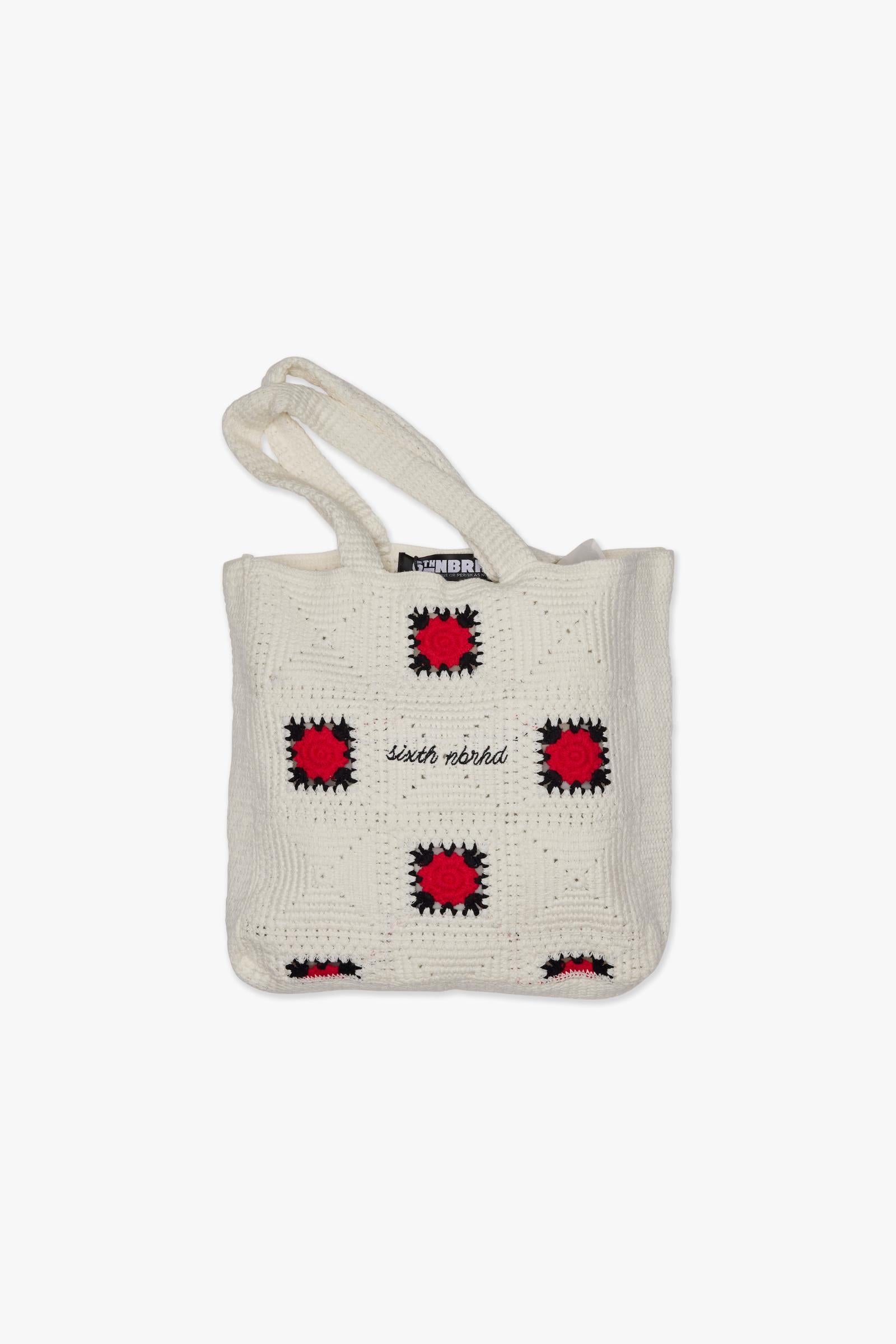 "MARKET" KNIT TOTE - WHITE - BLACK