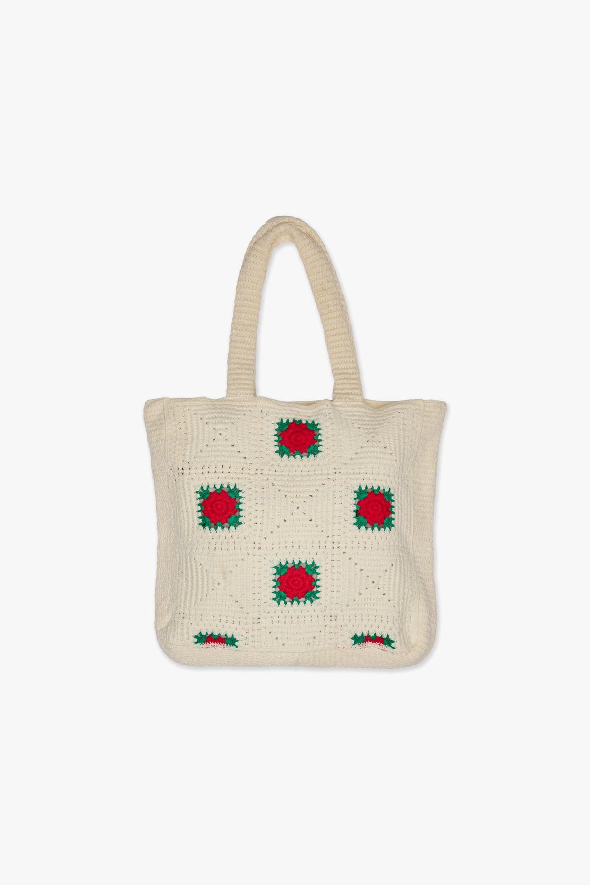 "MARKET" KNIT TOTE - CREAM - GREEN