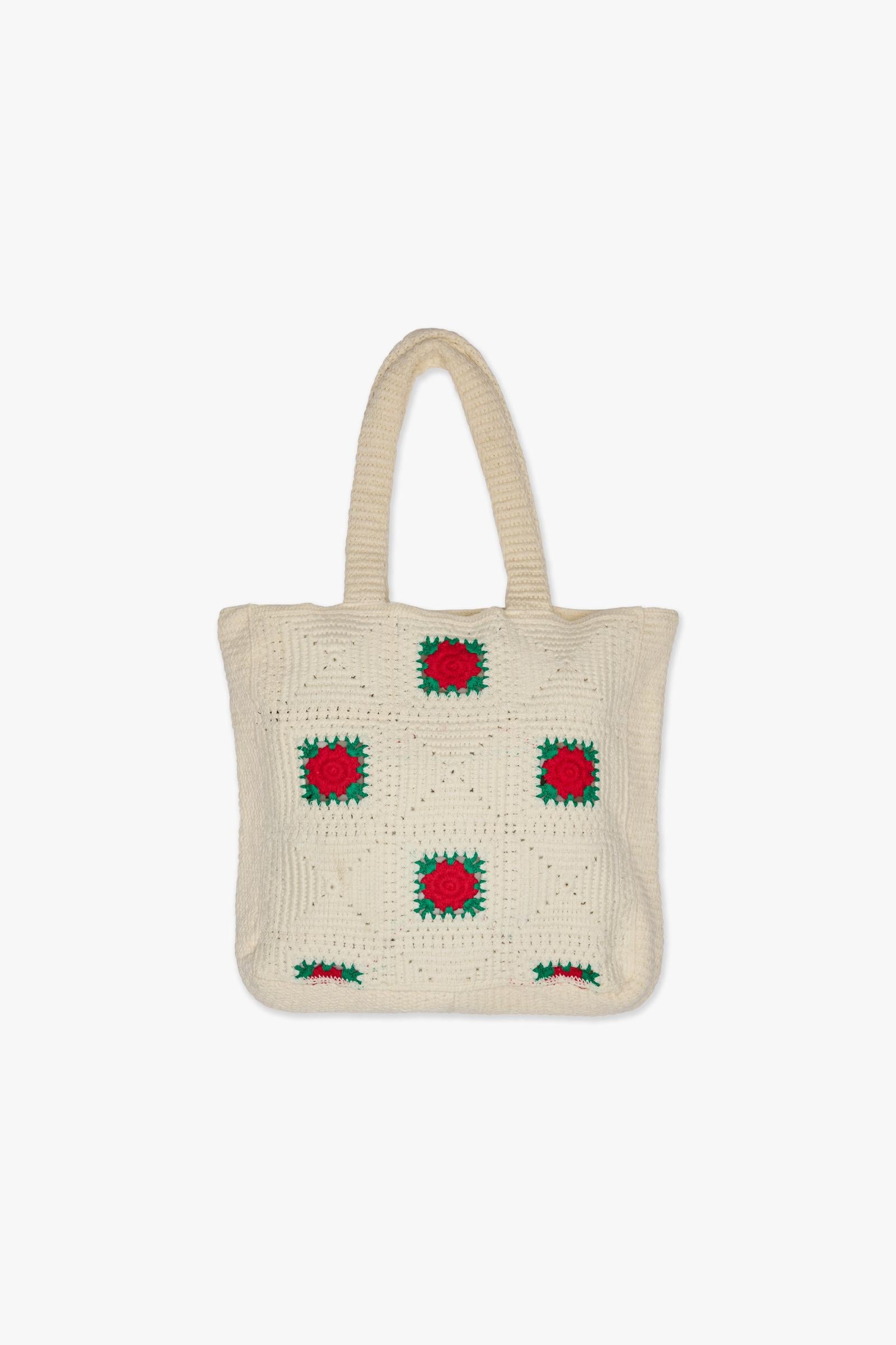 "MARKET" KNIT TOTE - CREAM - GREEN