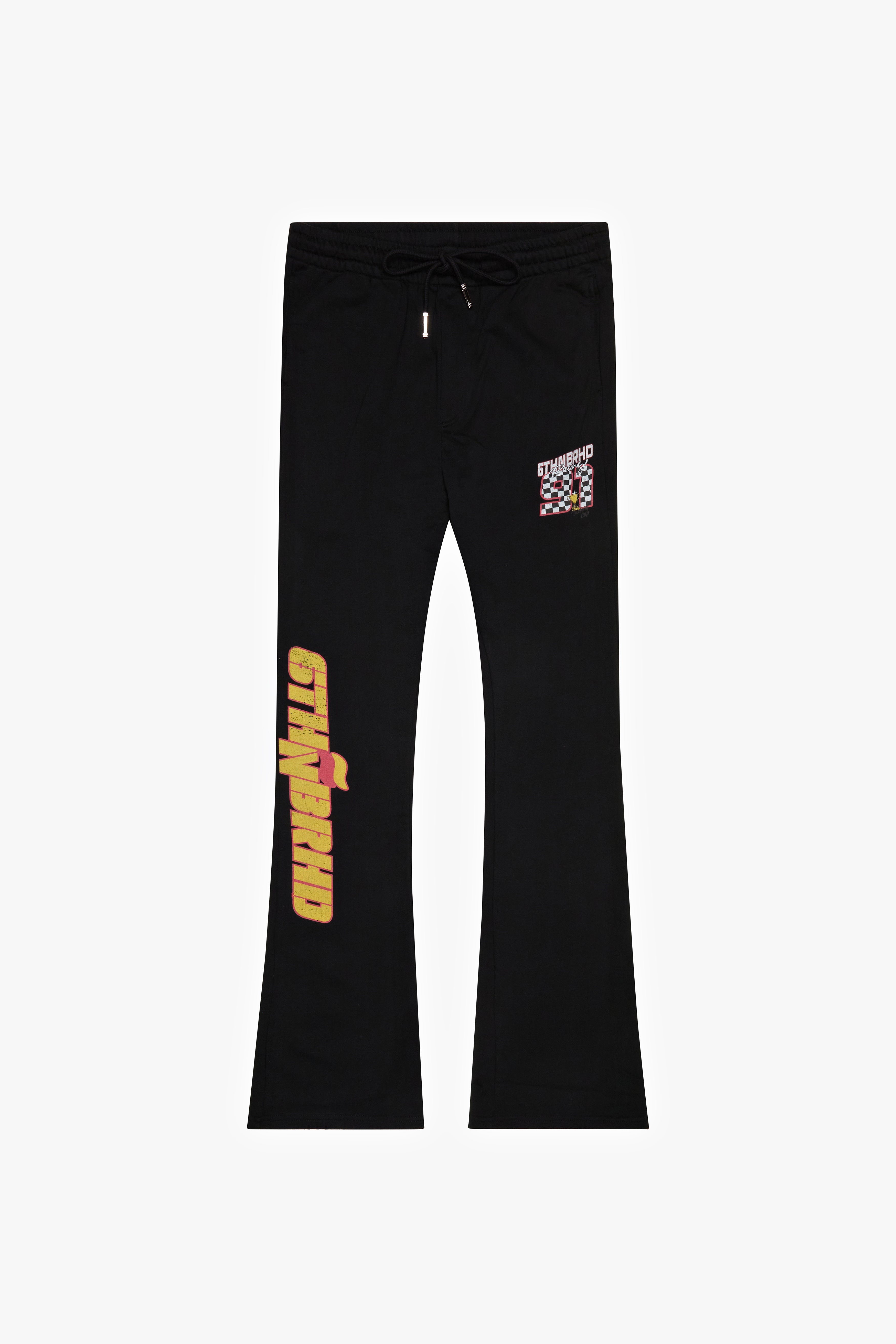 6thNBRHD STACKED PANTS "PIT STOP" BLACK