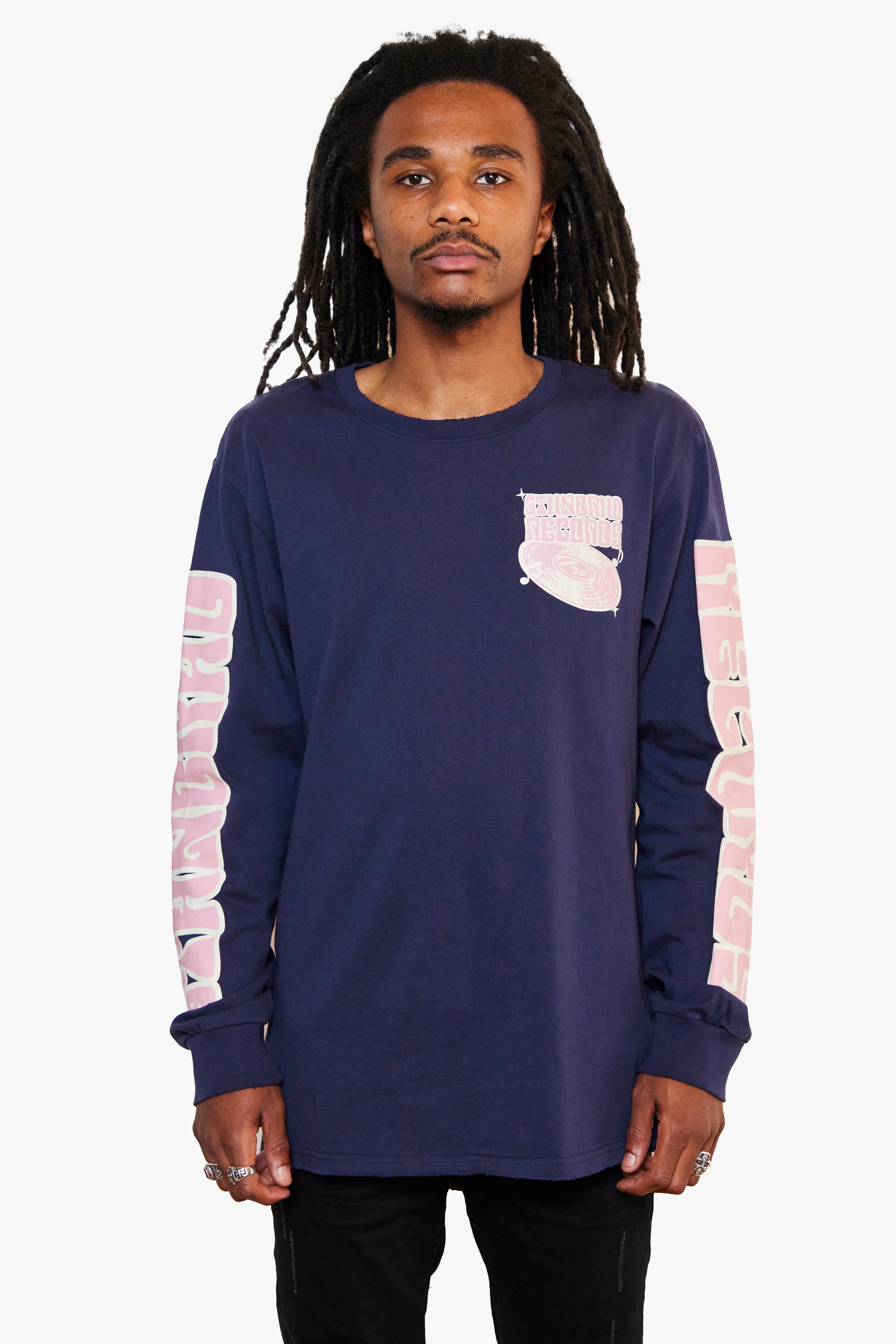 6thNBRHD LONG SLEEVE TEE "6TH RECORDS" NAVY