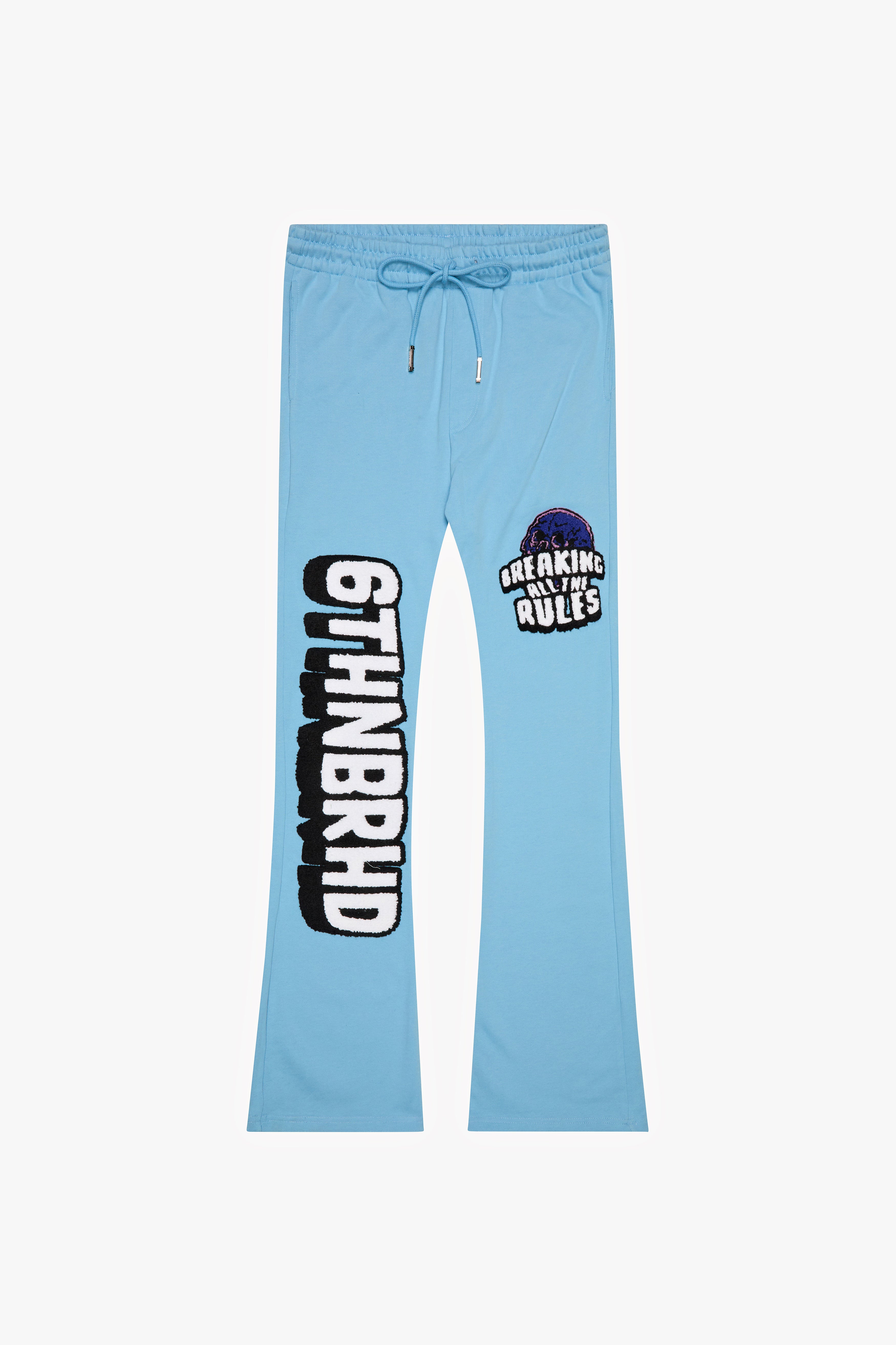 "STRICT RULES" STACKED PANTS -SKY BLUE