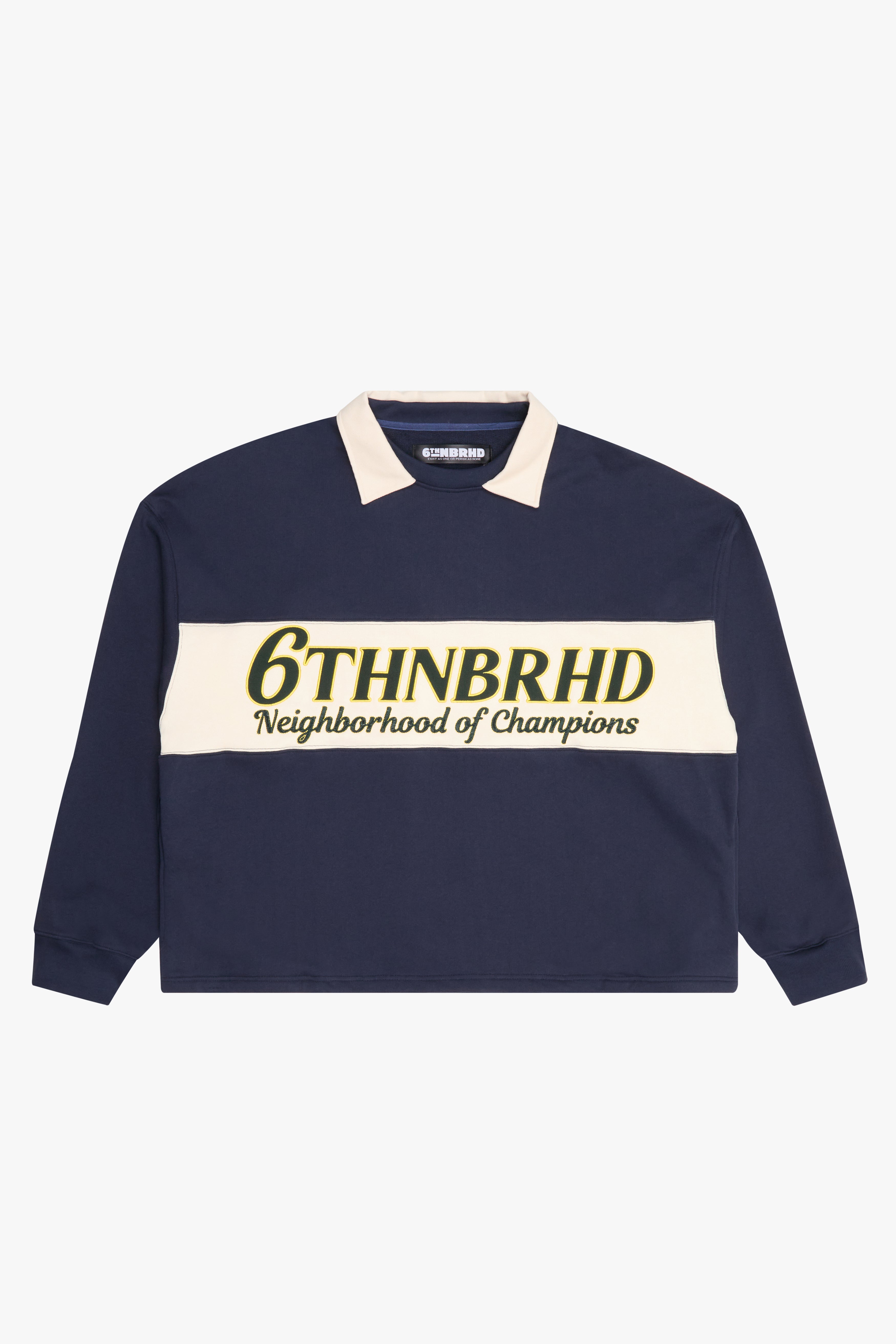 "PREPPY" COLLARED CREWNECK - NAVY