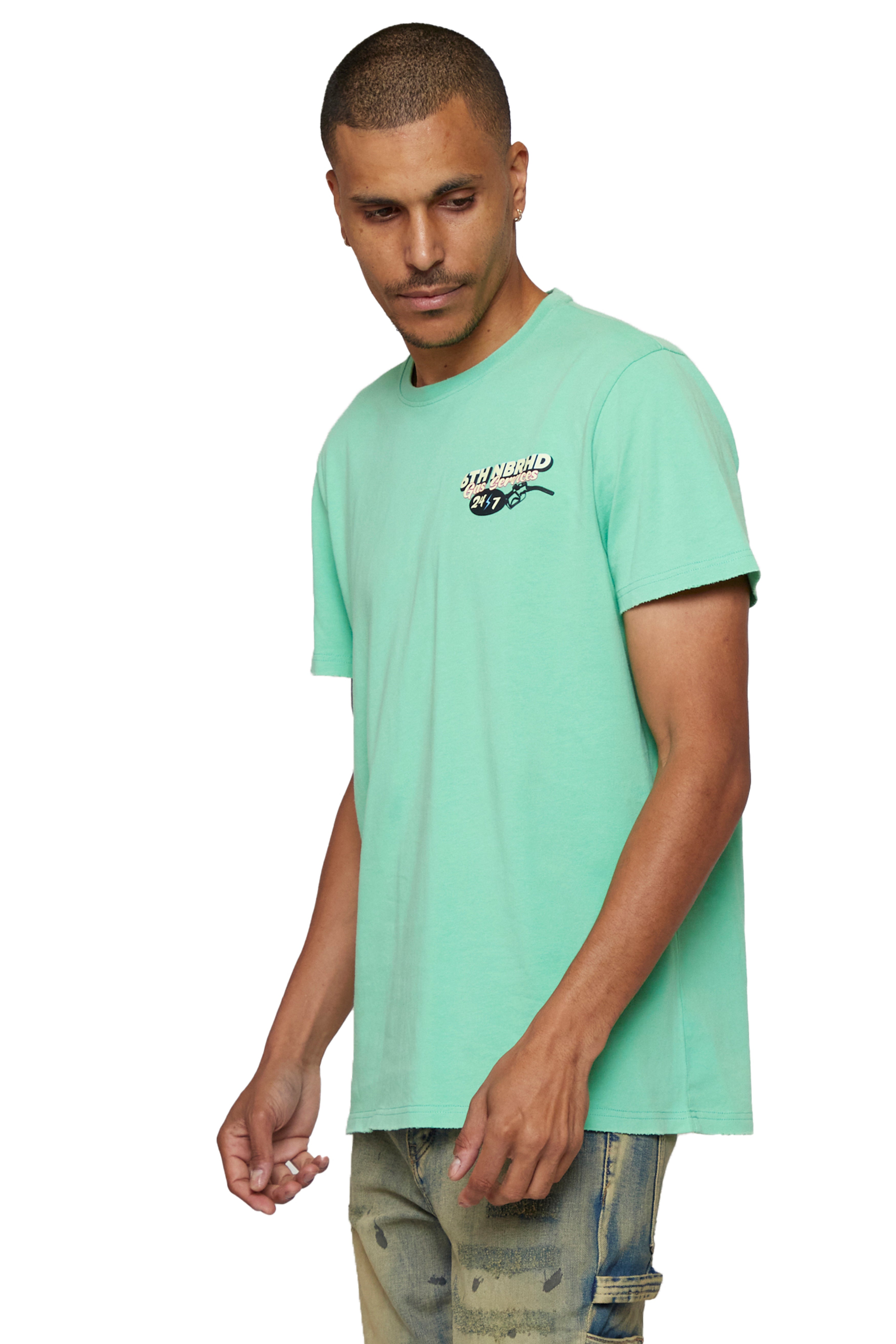 6thNBRHD TEE "GAS SERVICES" MINT GREEN