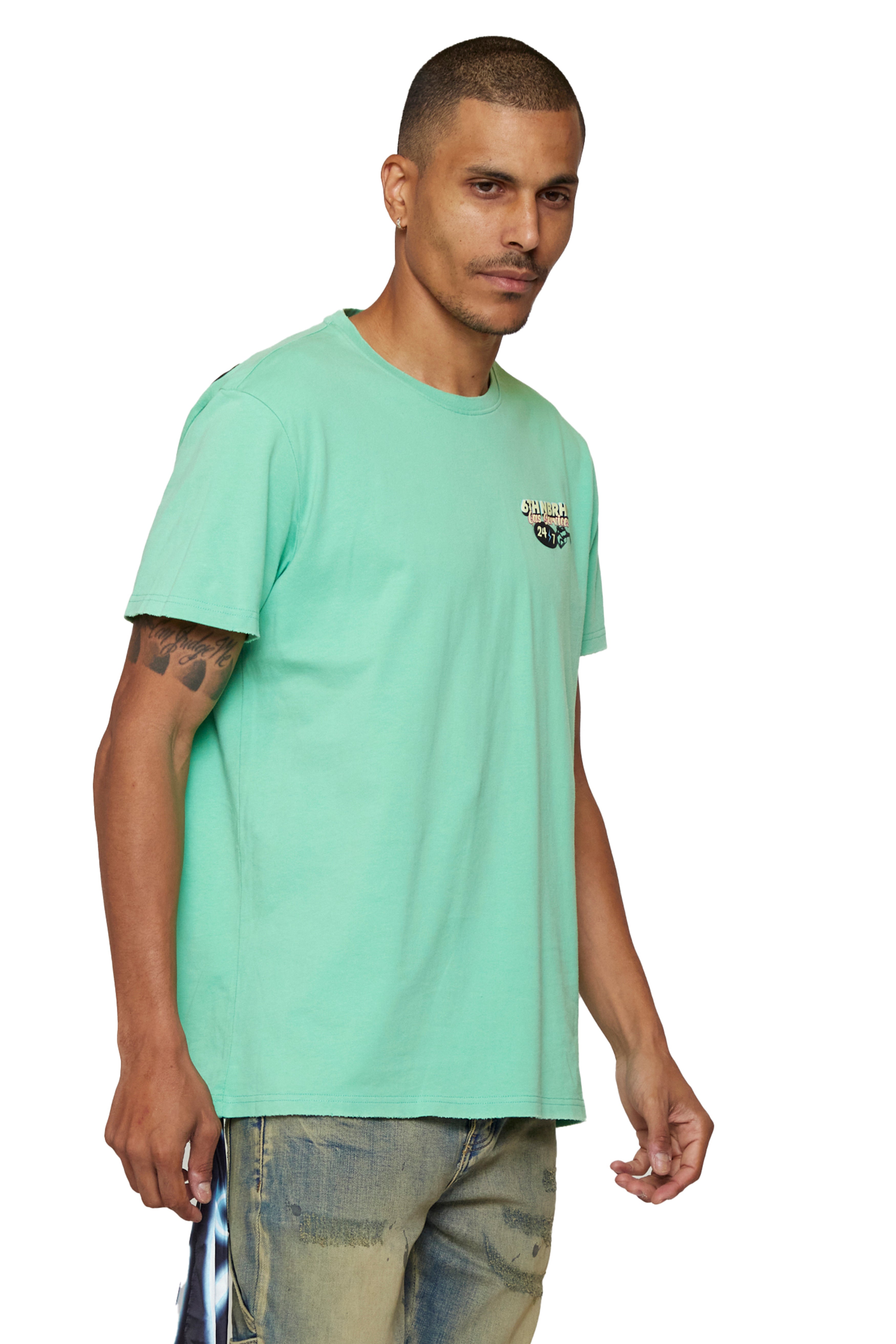 6thNBRHD TEE "GAS SERVICES" MINT GREEN