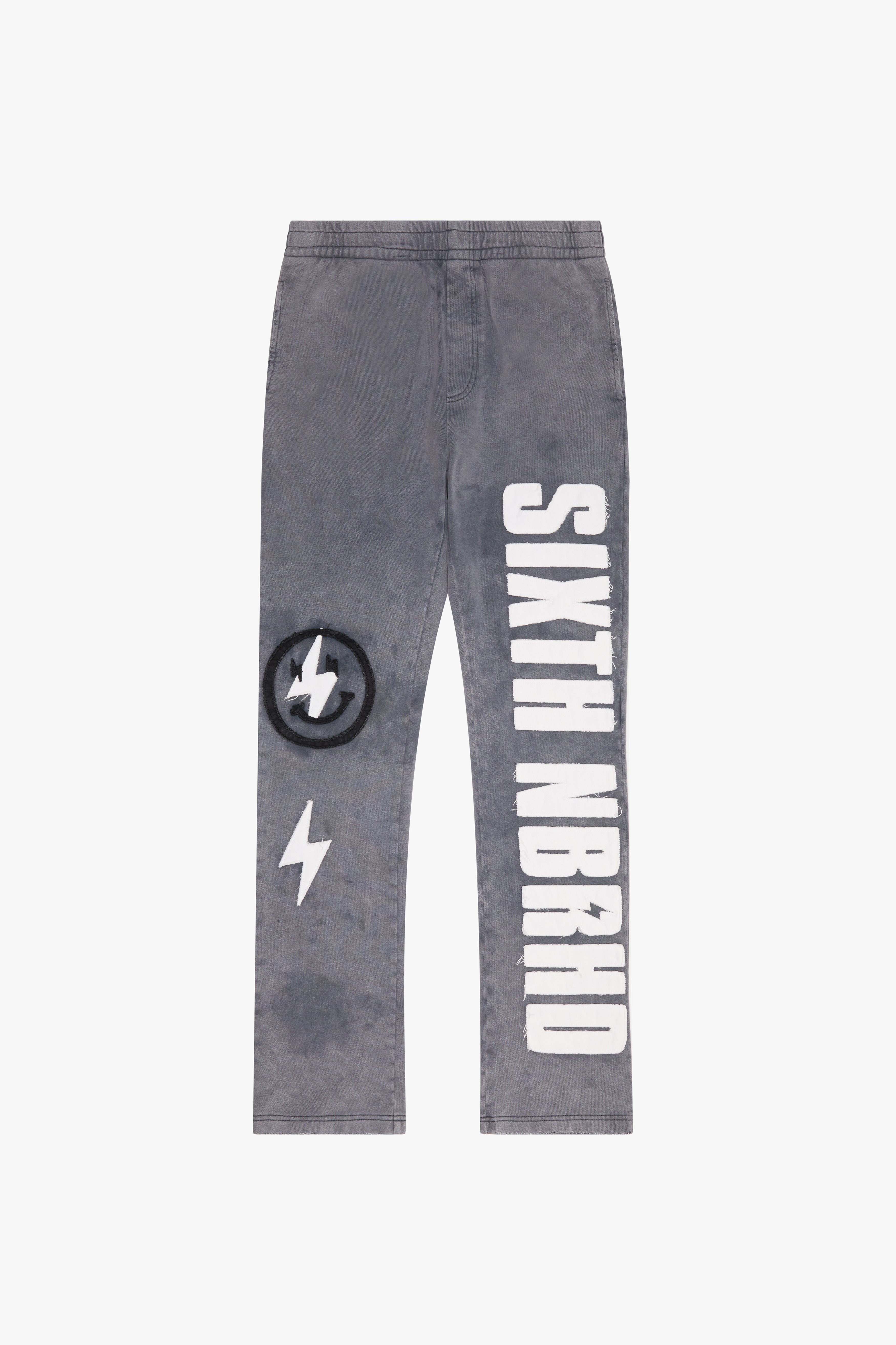 "CUTOUT" RELAXED FIT FLEECE PANTS BLACK