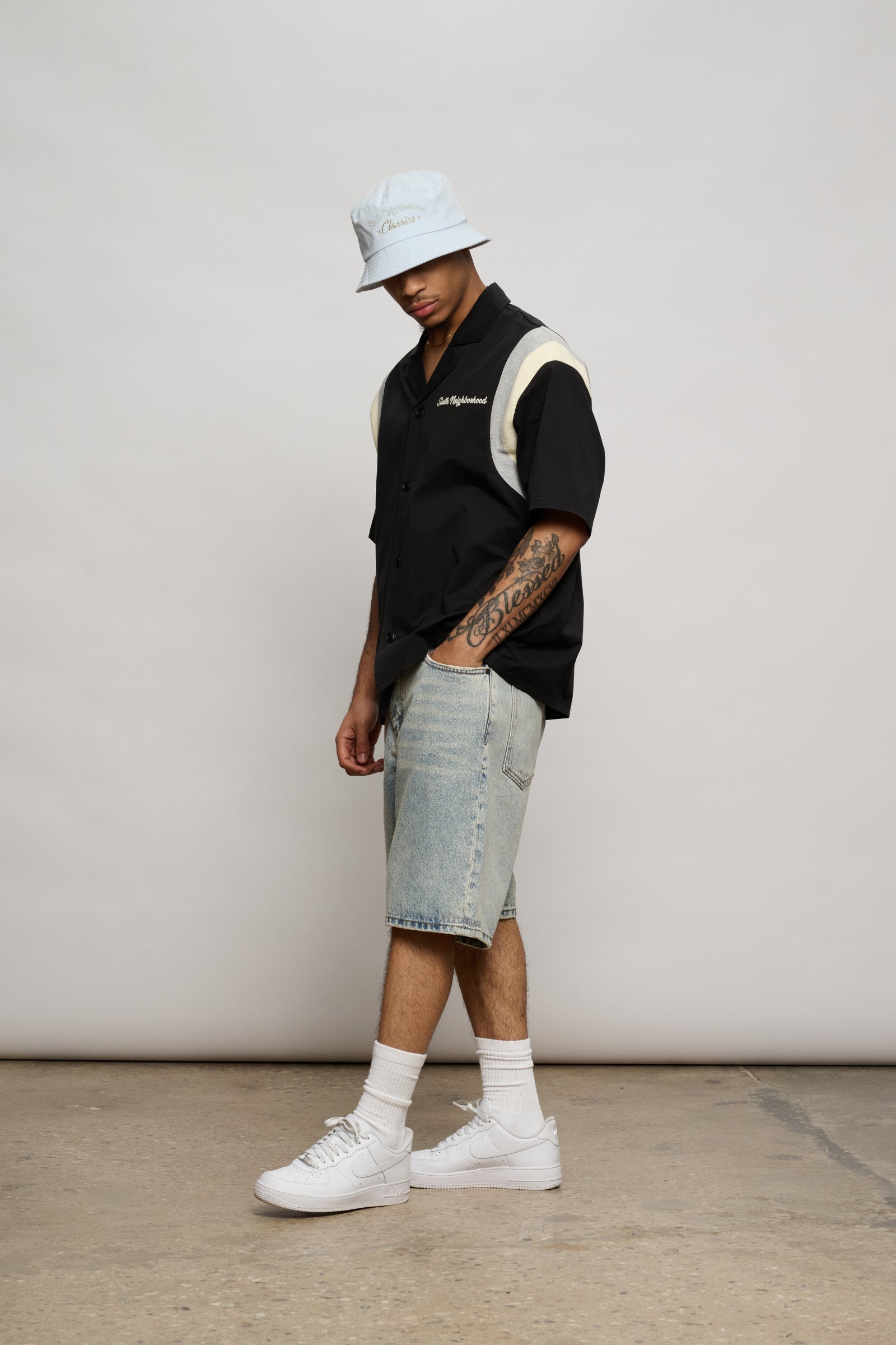 "In My Lane" Boxy Woven Shirt Black
