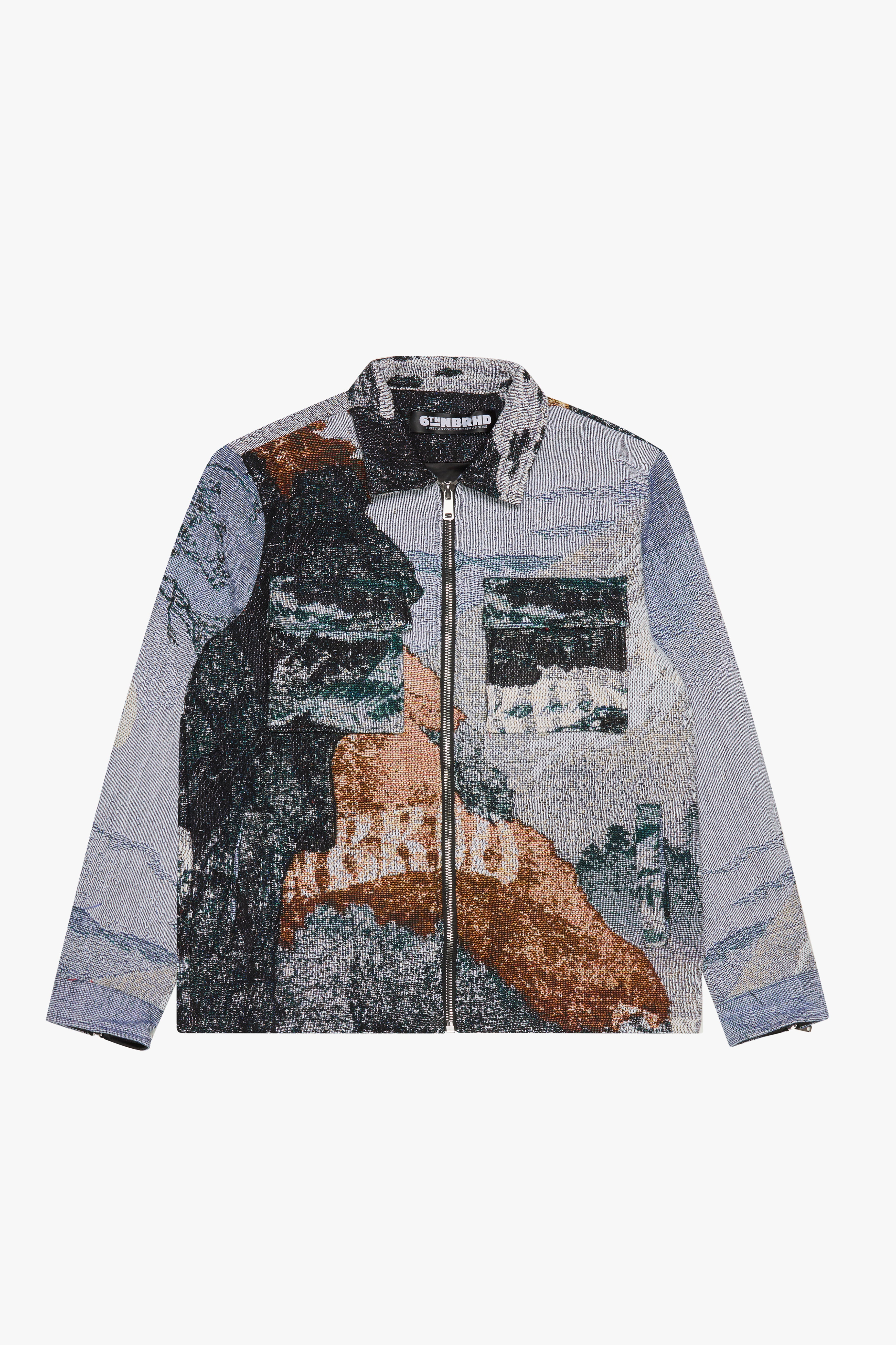 6thNBRHD "AVALANCHE" BLUE MULTI TRUCKER JACKET