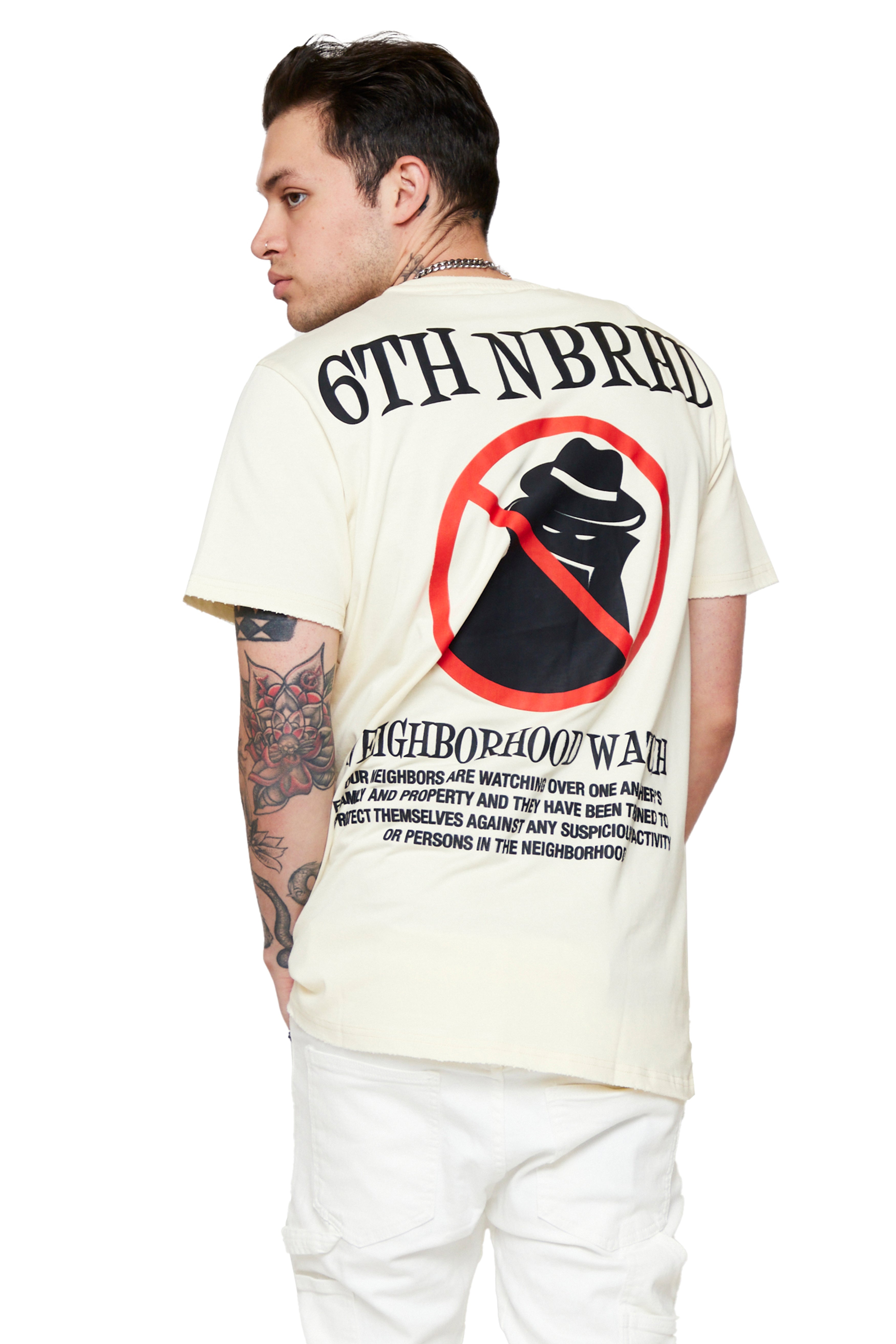 6thNBRHD TEE "NBRHD WATCH"- VINTAGE CREAM