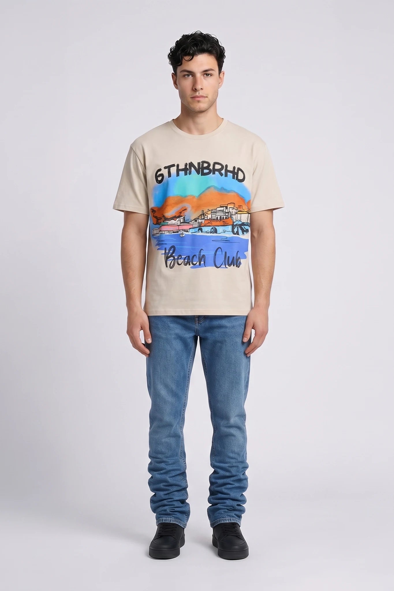 "Beach Club" Graphic Tee Cream