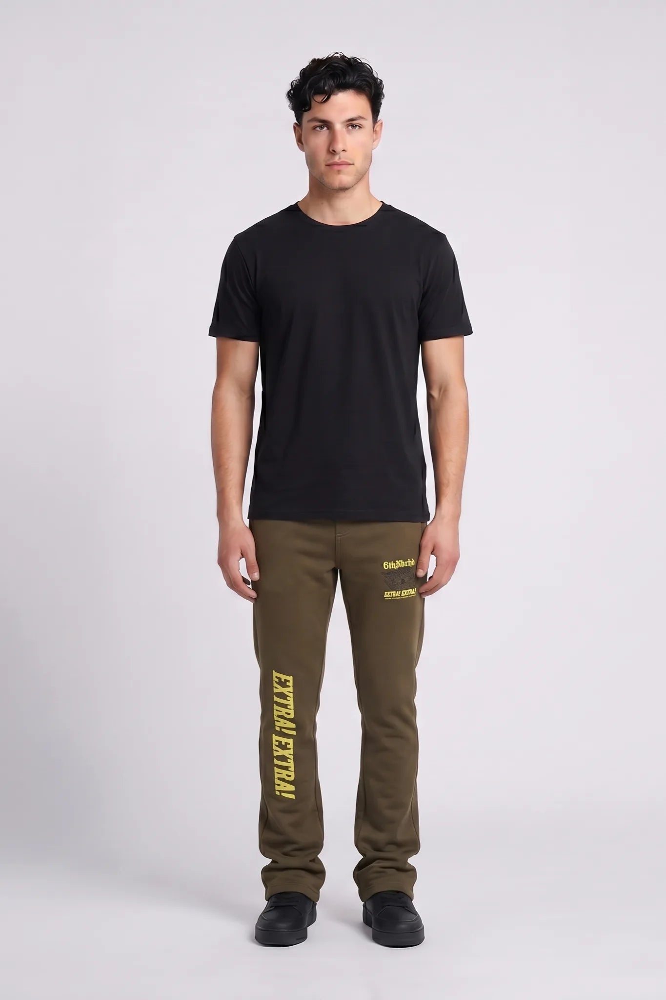 "Extra" Stacked Fleece Pants Olive Green
