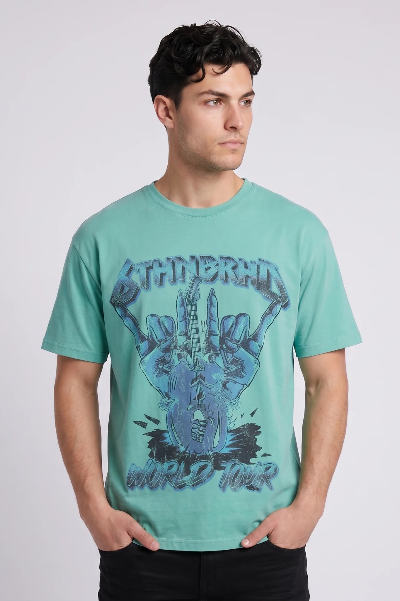 "Heavy Metal" Graphic Tee Aqua