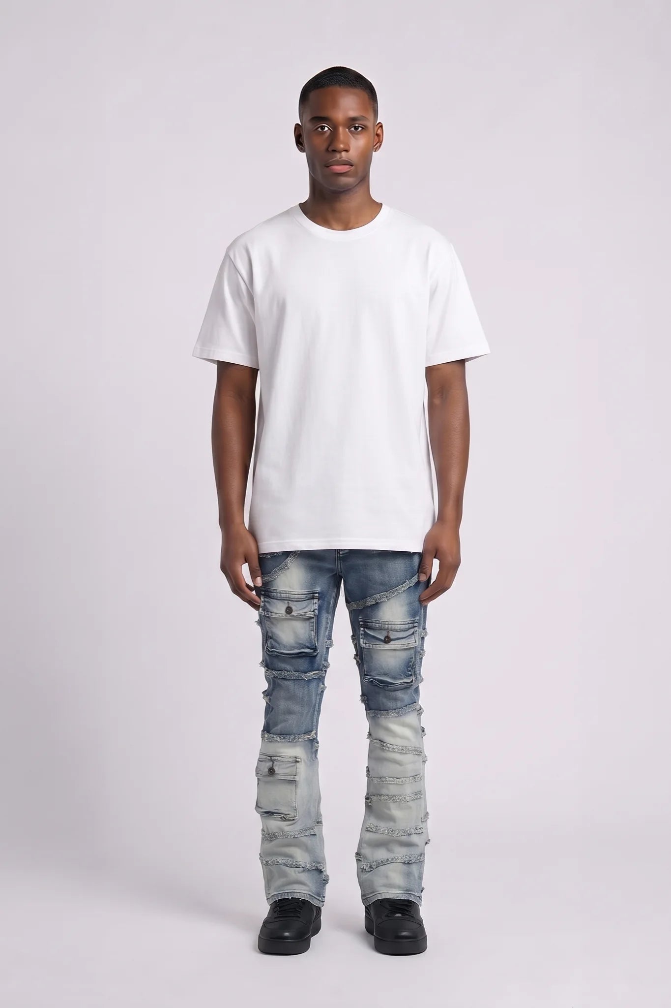 "Immortal" Stacked Jeans Light Vintage Wash