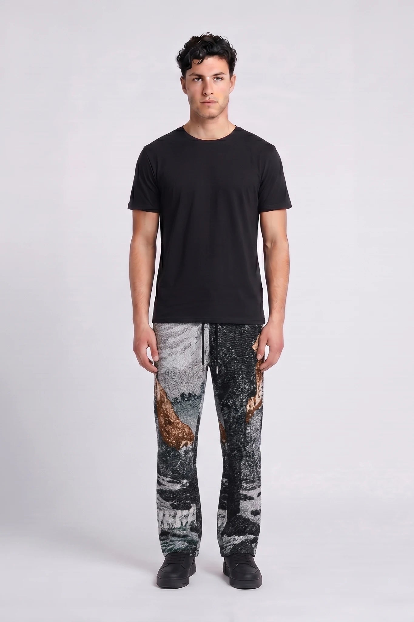 "Peace" Tapestry Pants Blue Multi