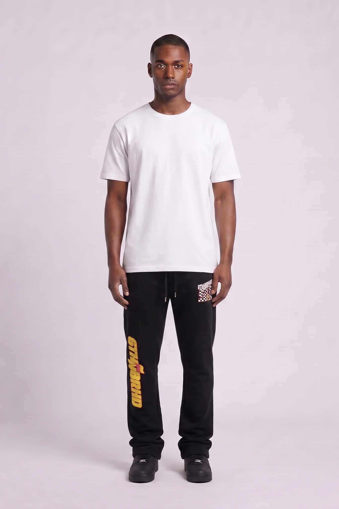 "Pit Stop" Stacked Pants Black