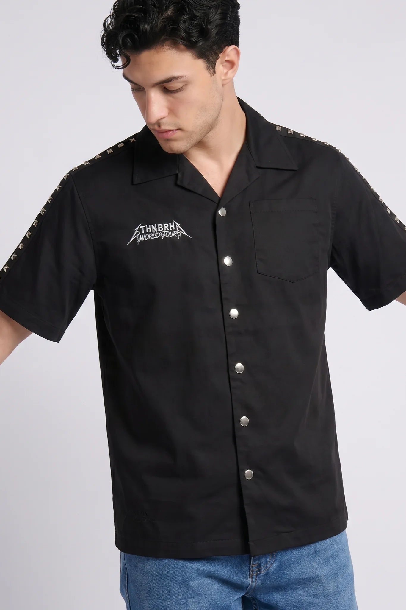 "Rockstar" Button Down Shirt Black