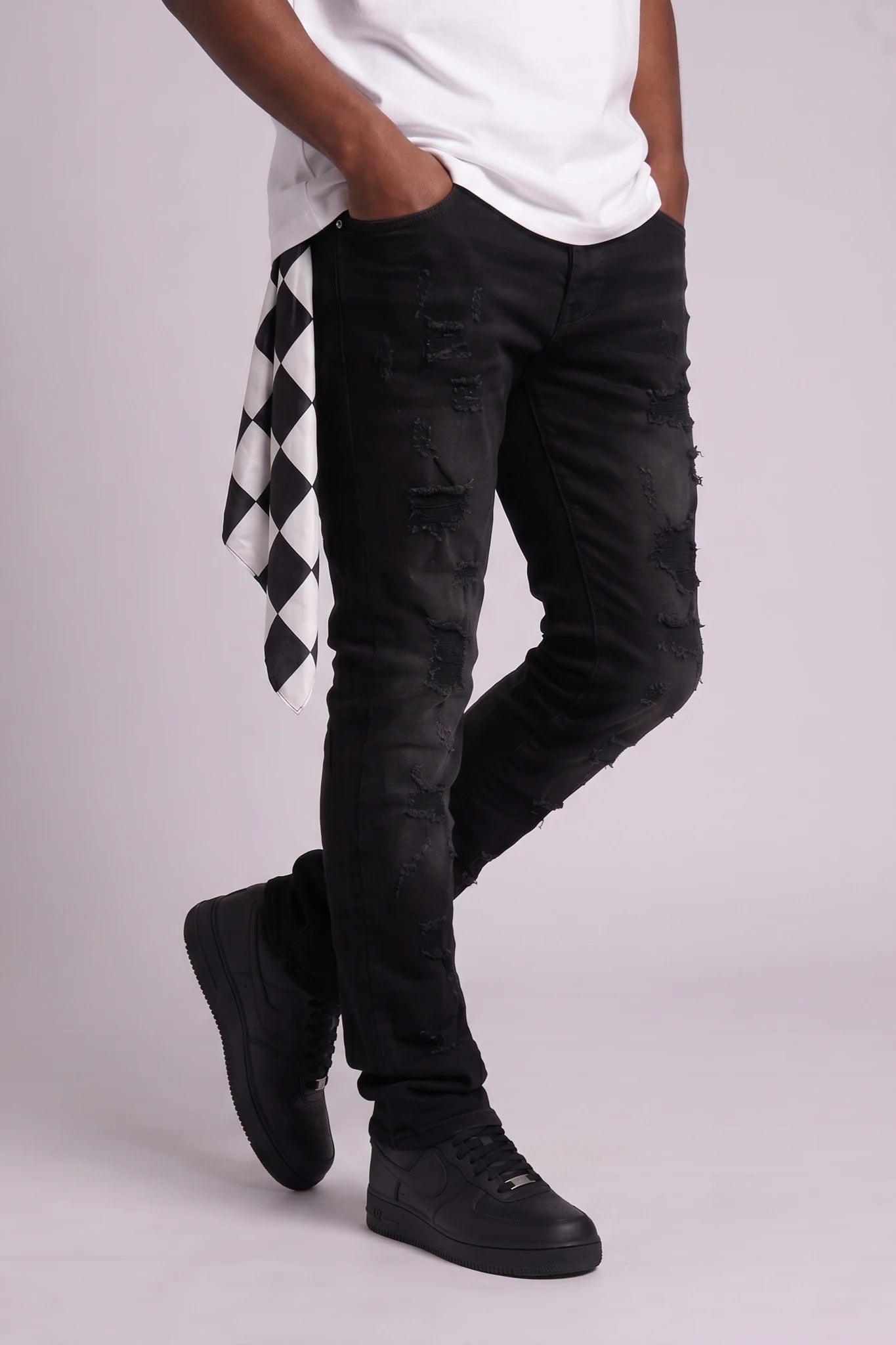 "Saber" Stacked Pants Black
