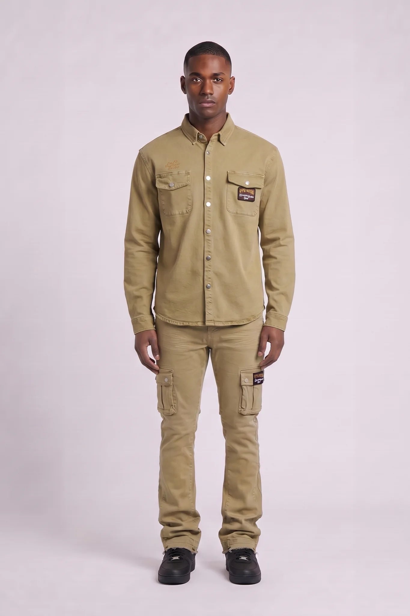 "Safari" Button-Down Shirt Khaki