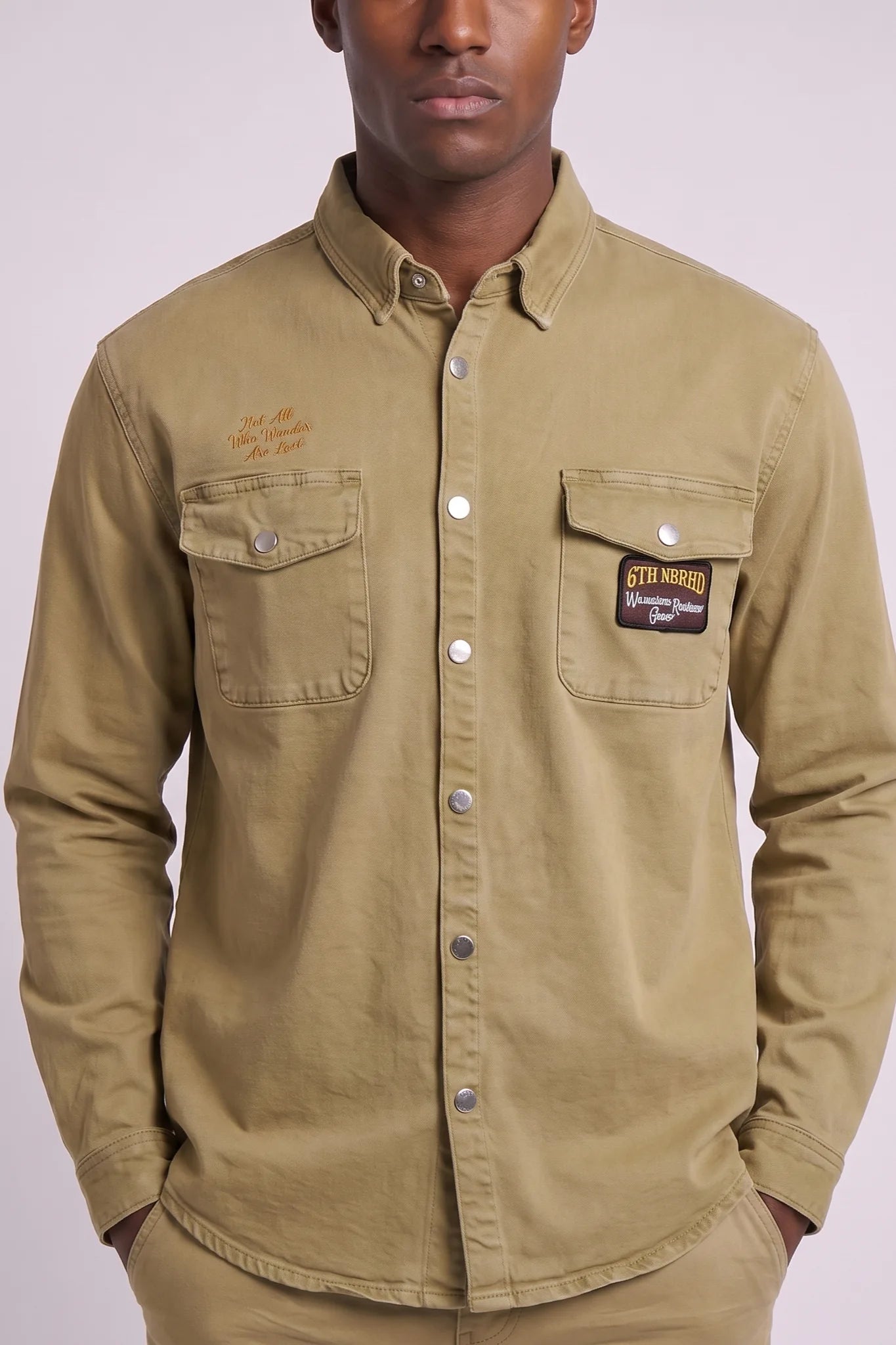 "Safari" Button-Down Shirt Khaki