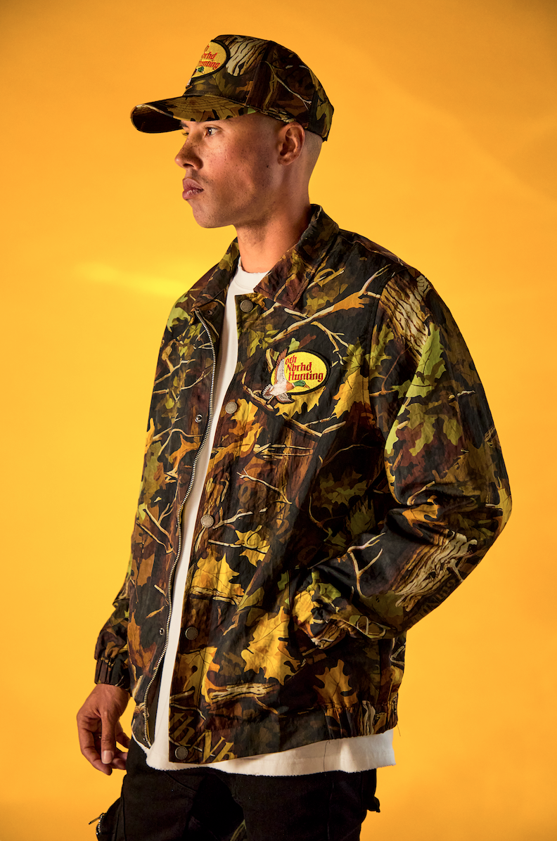 "DUCK CALL" NYLON COACH JACKET -FOREST CAMO