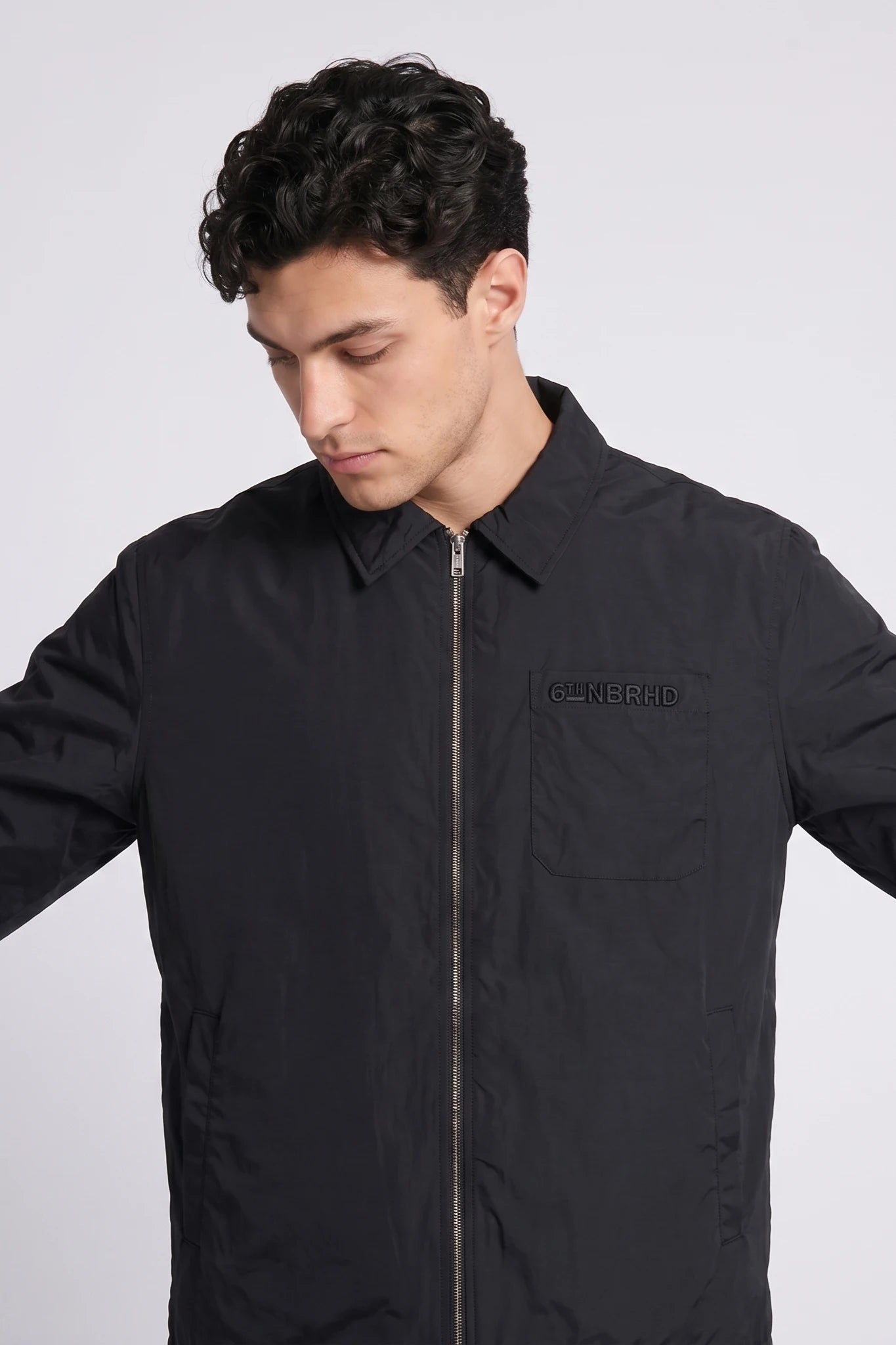 "Slippery" Nylon Jacket Black