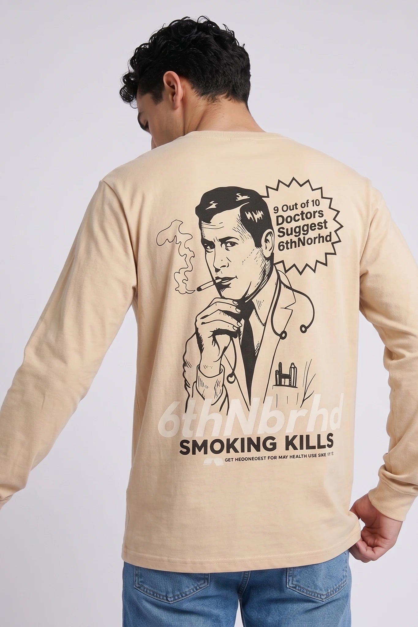 "The Doc" Graphic Long Sleeve Tee Cream